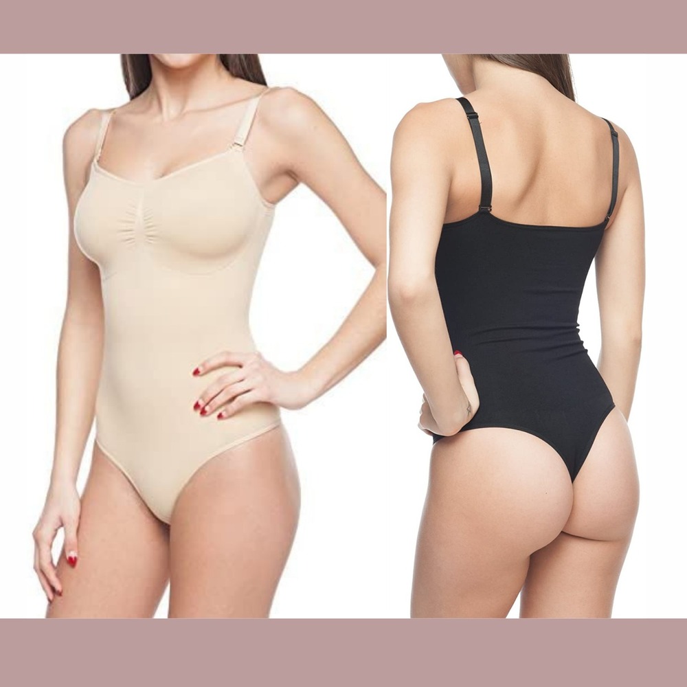 NWT $45 Body Beautiful [ S/M ] Shape Thong Bodysuit with Adjustable Straps #T272